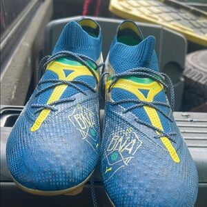Kids Blue and Yellow Soccer Shoes